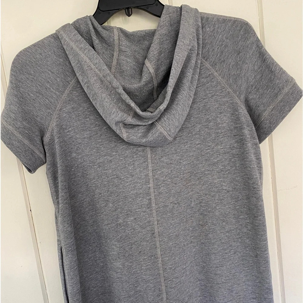 Soft Surroundings, Hooded French Terry Short‎ Sleeve Half Zip Dress, Gray, Grey - Picture 5 of 11